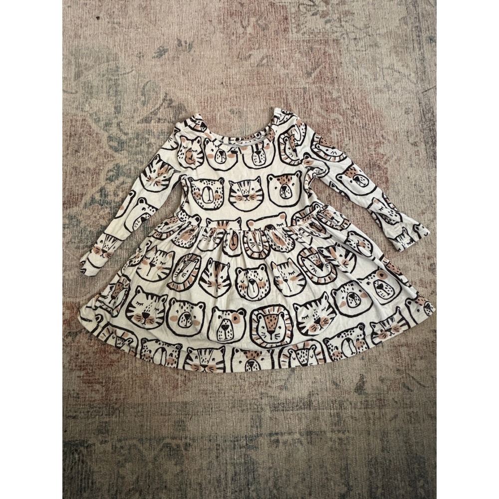 Little Sleepies Skirted Bodysuit Kids 6-12M Cream Big Cat Animal Print Lanoluxe